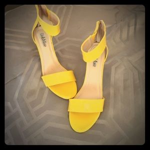 Yellow heels with ankle strap